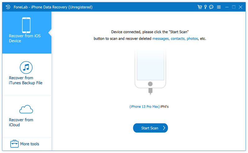 Start Scan Deleted Messages on iPhone