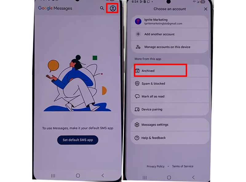 Restore Message from Google Backup