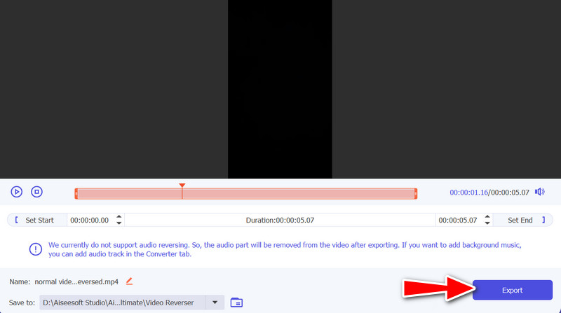 Export Reversed Video