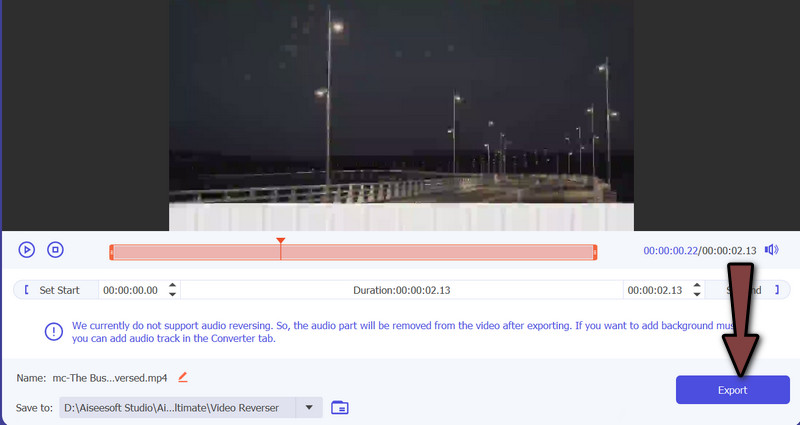 Export Reversed Video