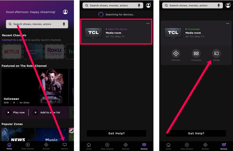 Cast Android-telefoon naar Roku TV via app