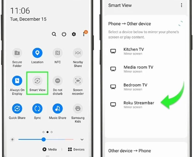 Casta Samsung Phone till Roku