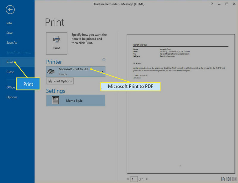 Outlook в формате PDF