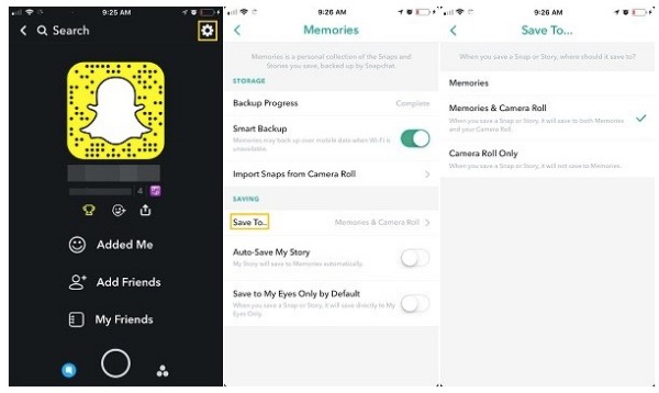 Сохраните фотографии Snapchat перед отправкой