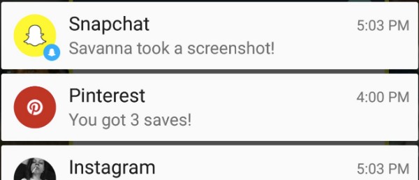 Notifica Screenshot di Snapchat