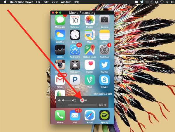Quicktime Record iPhone screen