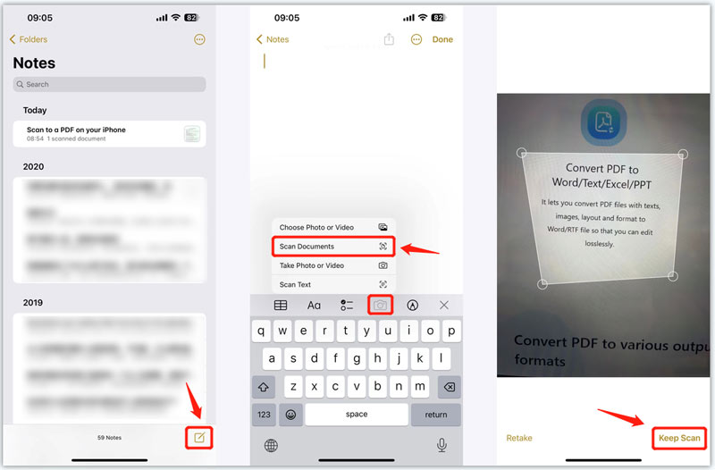 iPhone Scannen naar PDF met behulp van notities