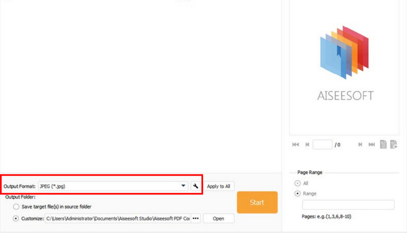 Aiseesoft PDF Output Format Advanced Settings