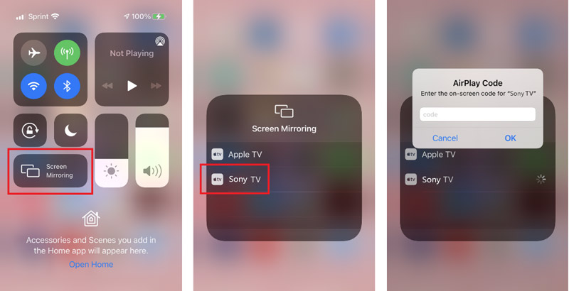 Skjermspeil iPhone til Sony TV AirPlay