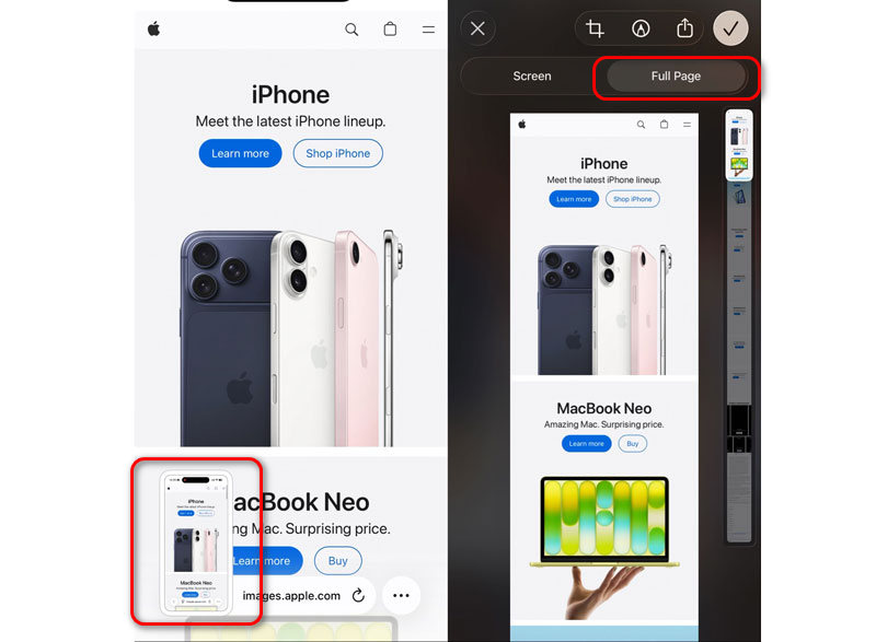 在 iOS 上截取整個網頁的螢幕截圖