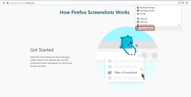 Ο Firefox τραβά ένα στιγμιότυπο οθόνης