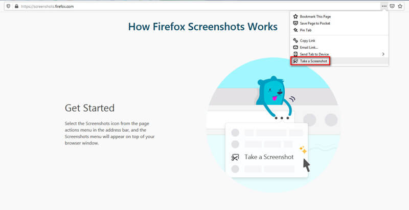 Firefox fai uno screenshot