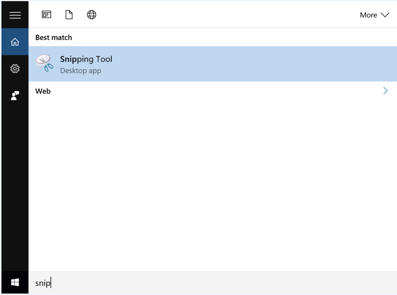 Find Snipping Tool on Windows