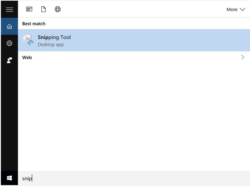 Find Snipping Tool på Windows