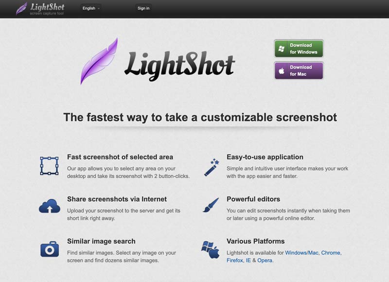 Lightshot σε στιγμιότυπο οθόνης στα Windows