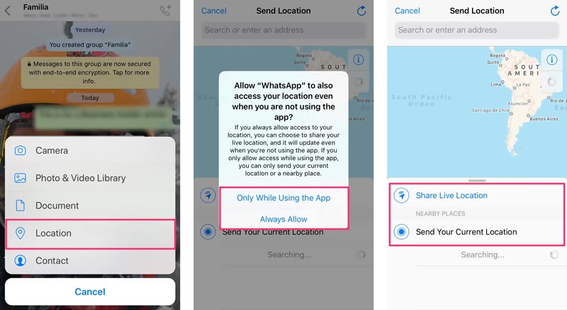 Hogyan lehet megosztani a helyet az iPhone WhatsApp-on