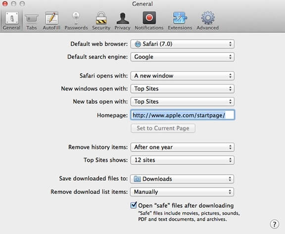 Set default browser on Mac OX Mavericks