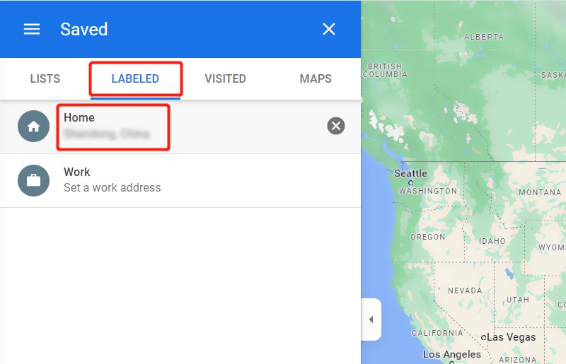 Zaškrtněte Upravit adresu domova v Mapách Google