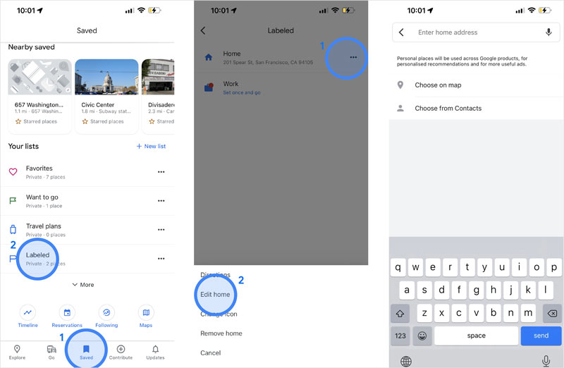 Rediger Home i Google Maps på iPhone Android