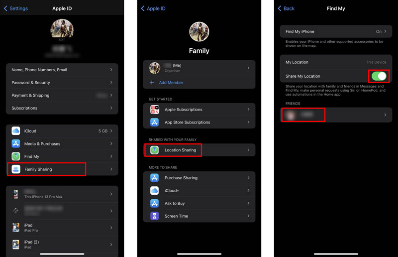 Condividi posizione su iPhone Family Sharing