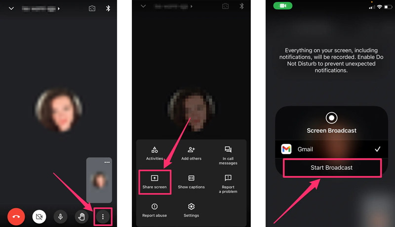 Sdílet obrazovku na Google Meet Android iPhone