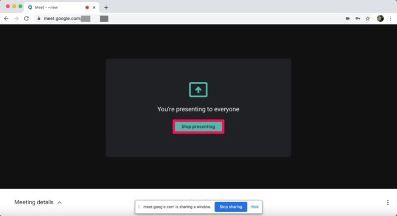 停止在 Google Meet 上共享屏幕