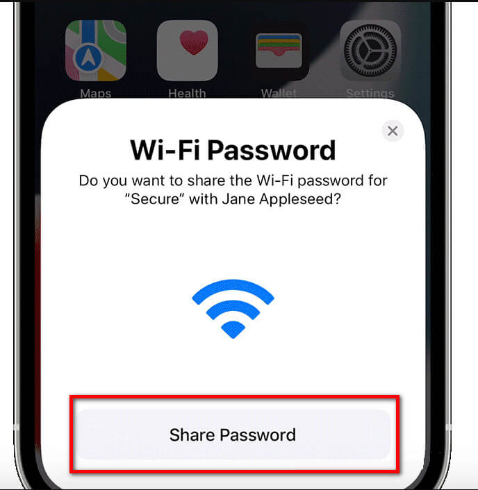 Condividi password su iOS