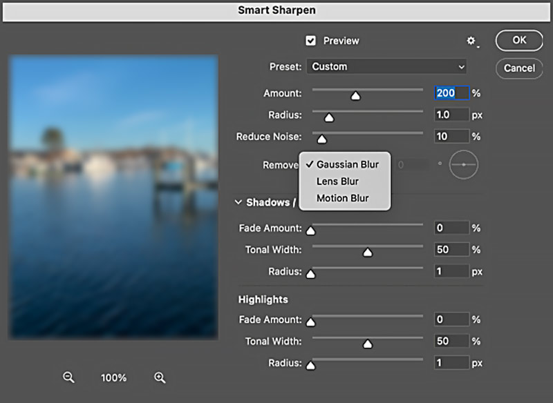 Повышение резкости изображения в Photoshop с помощью Smart Sharpen