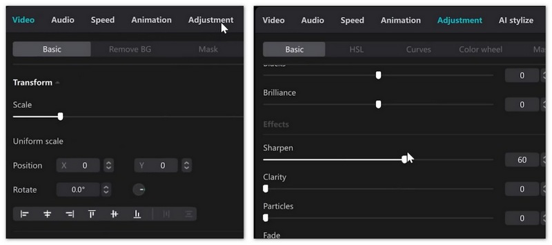 Sharpen Video in Capcut Desktop