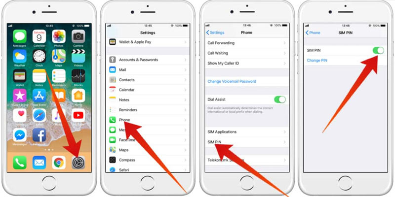 Turn On Off iPhone SIM Pin