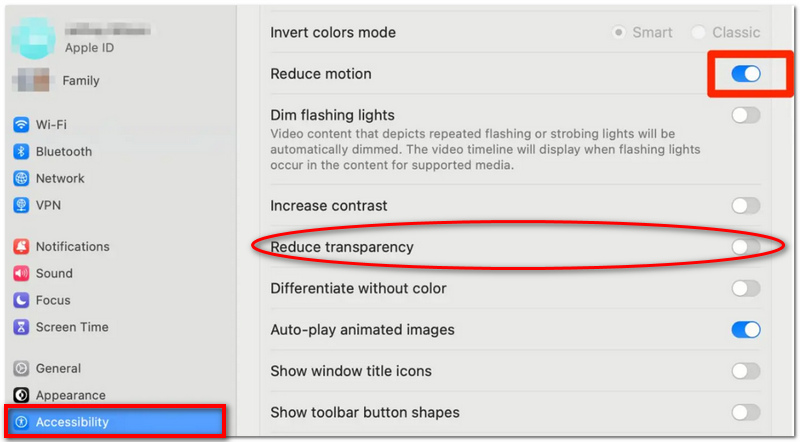 Enable Reduce Motion