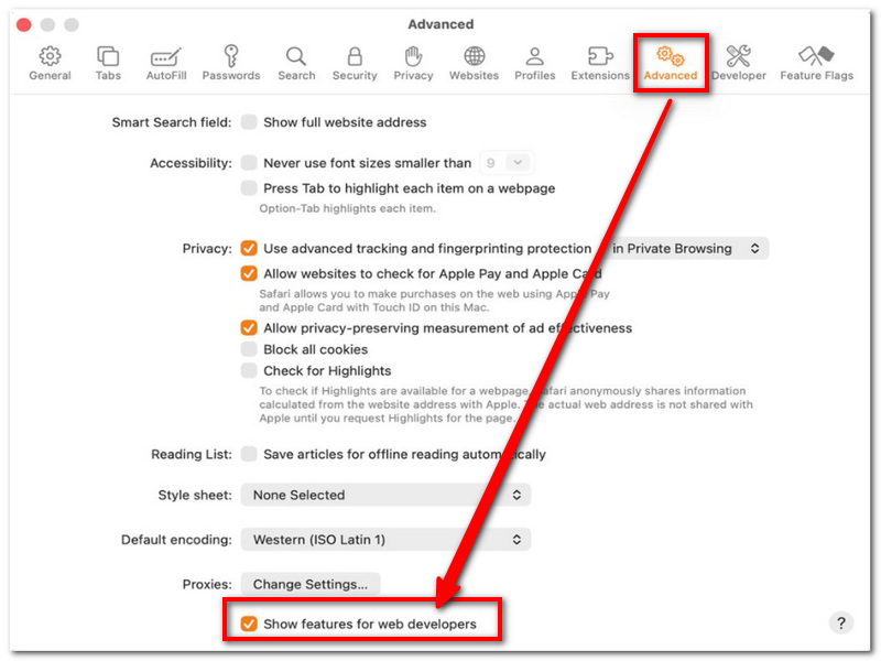Enable Show Features For Web Developer