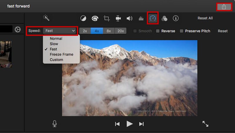 Zrychlete videa na iMovie mac