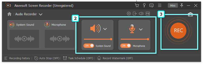 Open microfoon en systeemgeluid