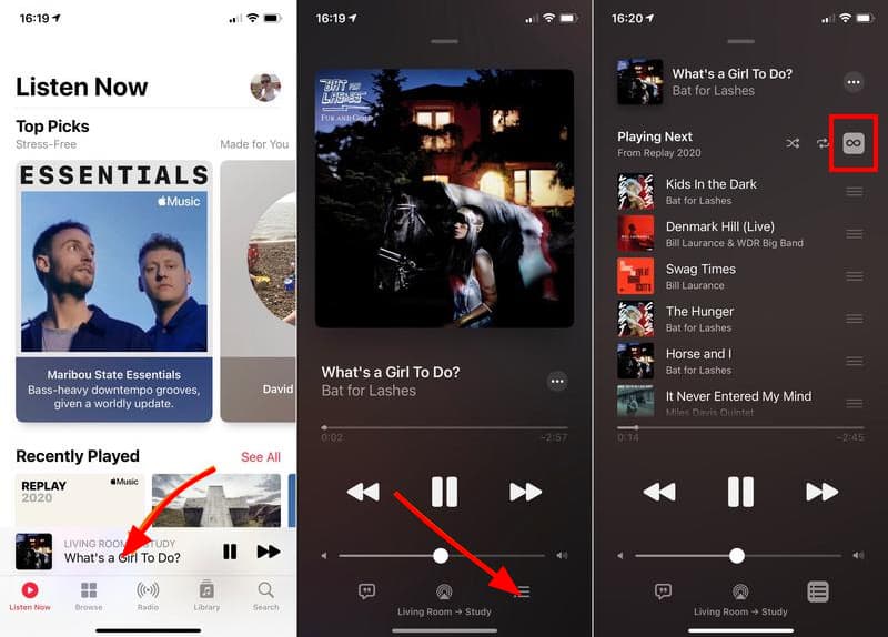 Funkcja wyłączania automatycznego odtwarzania Apple Music