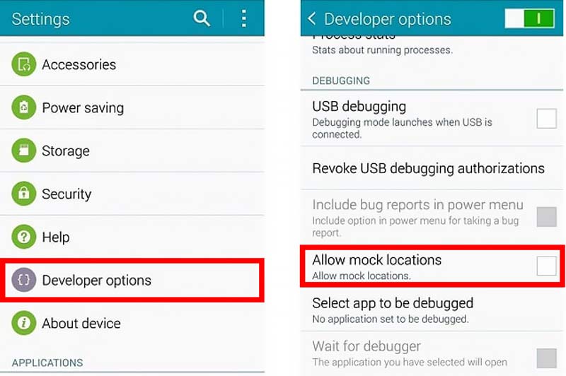 Enable Mock Locations Android