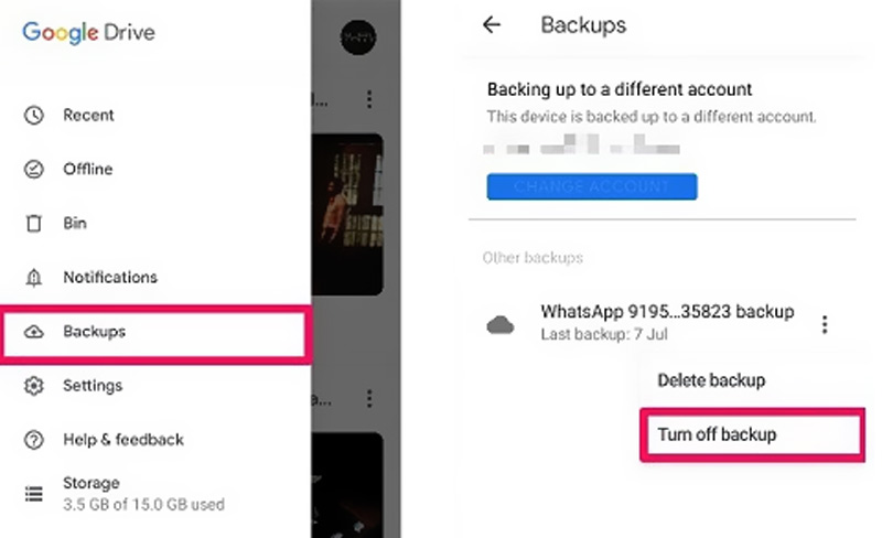 Stop Whatsapp Backup to Google Drive