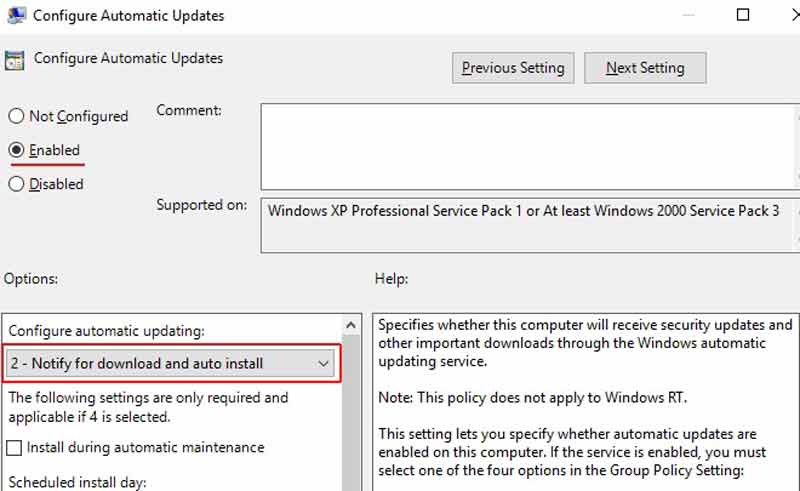 Configure Automatic Updates