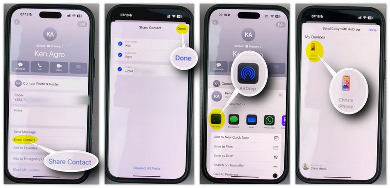 Share Specific Contacts Via Airdrop
