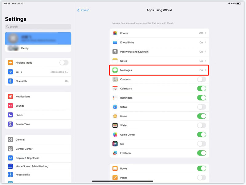 Sincronizza i messaggi da iPhone a iPad con iCloud