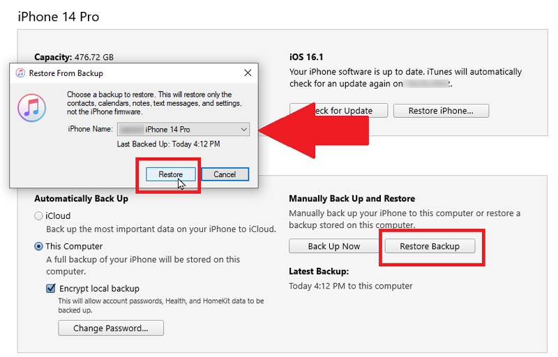 Συγχρονίστε τα μηνύματα στο νέο iPhone μέσω του iTunes Restore