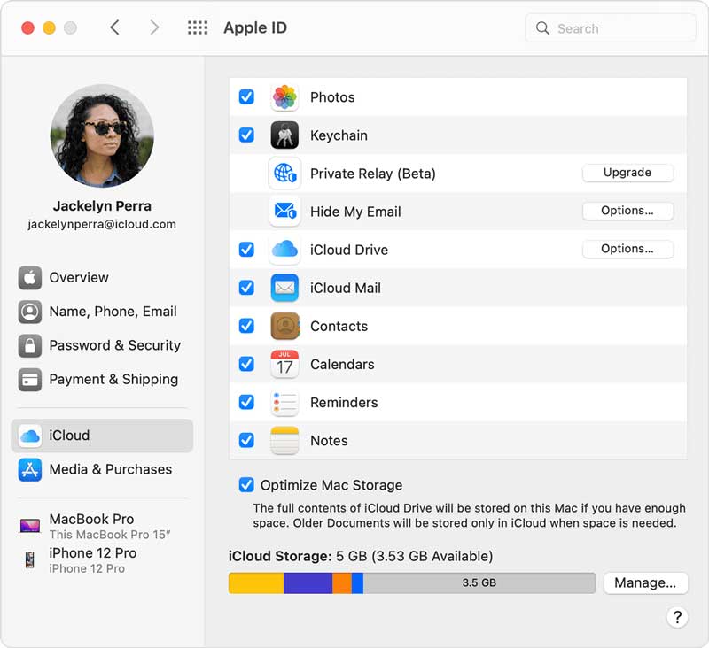 Systeminställningar iCloud-nyckelring