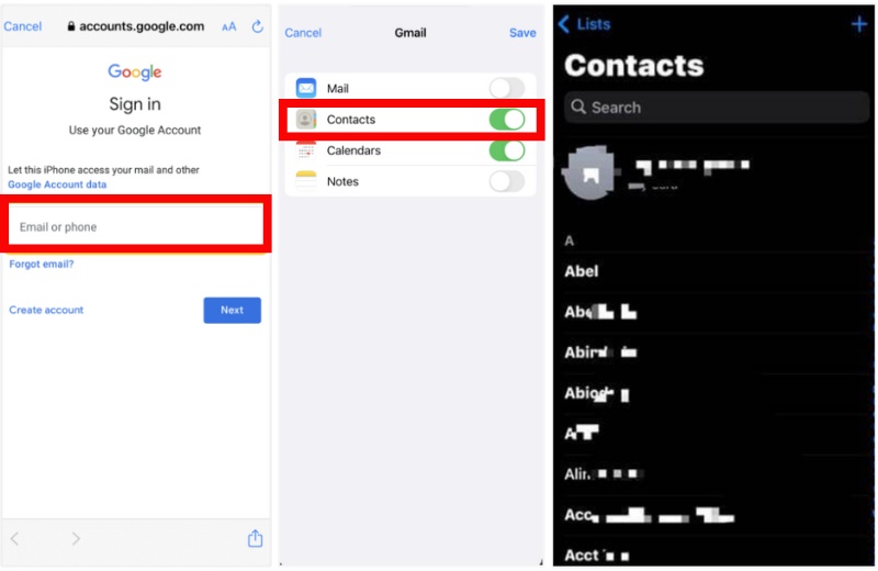 Transfer Contacts Via Google Snyc