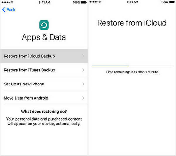 Scegli Ripristina da backup iCloud