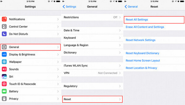 Reset al uw instellingen op iPhone