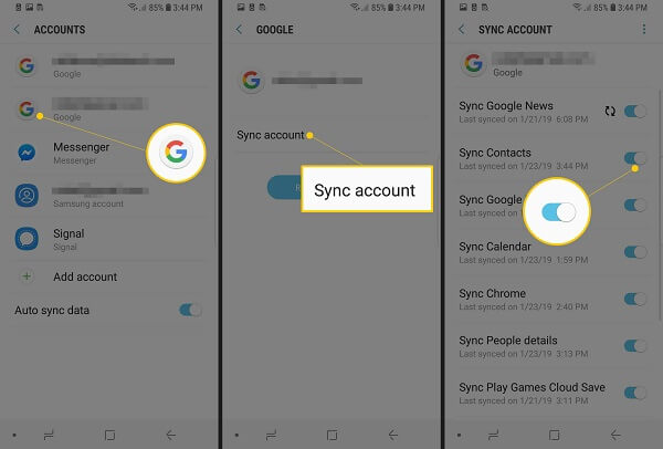 Overfør Kontakter Android til iPhone Google