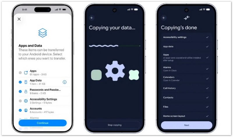 Copy Data From Android To Android During Setup