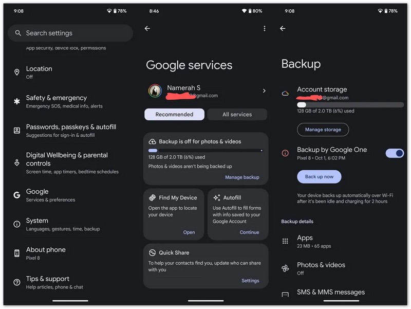 Turn On Backup By Google One