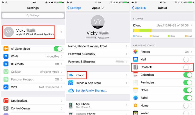 Biztonsági mentés iPhone kapcsolatok az iCloud programmal