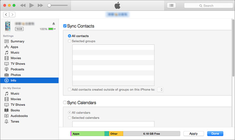 Synchronizujte kontakty iPhone se službou iTunes